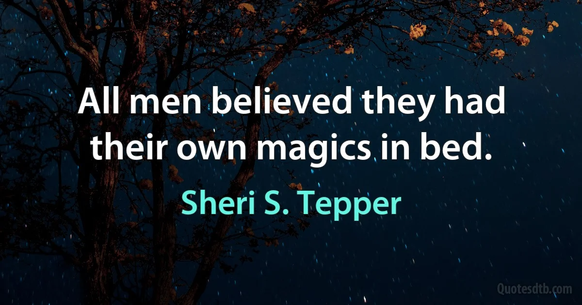 All men believed they had their own magics in bed. (Sheri S. Tepper)