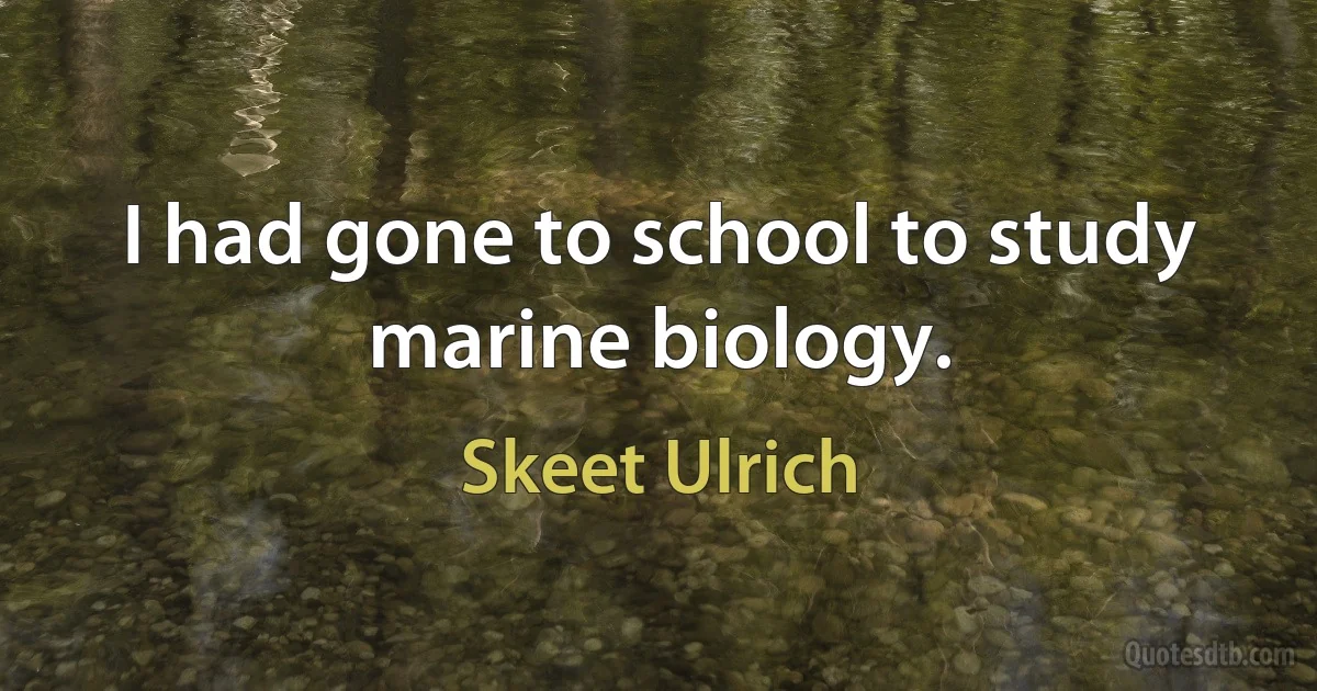 I had gone to school to study marine biology. (Skeet Ulrich)