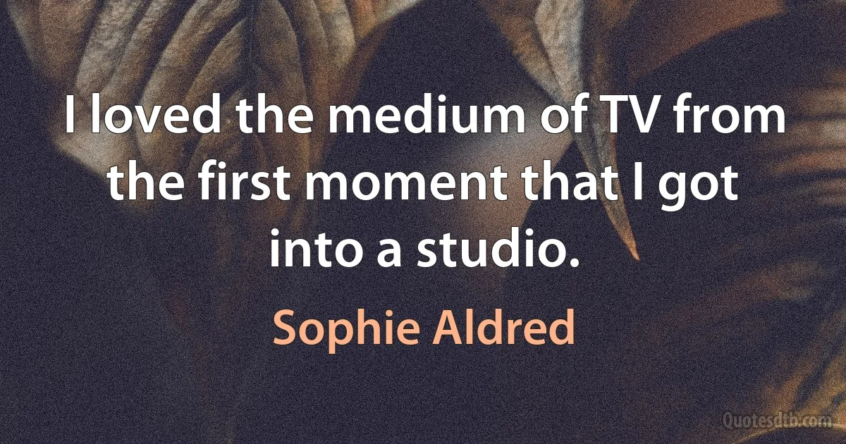 I loved the medium of TV from the first moment that I got into a studio. (Sophie Aldred)