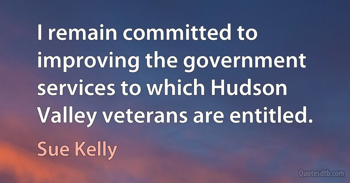 I remain committed to improving the government services to which Hudson Valley veterans are entitled. (Sue Kelly)