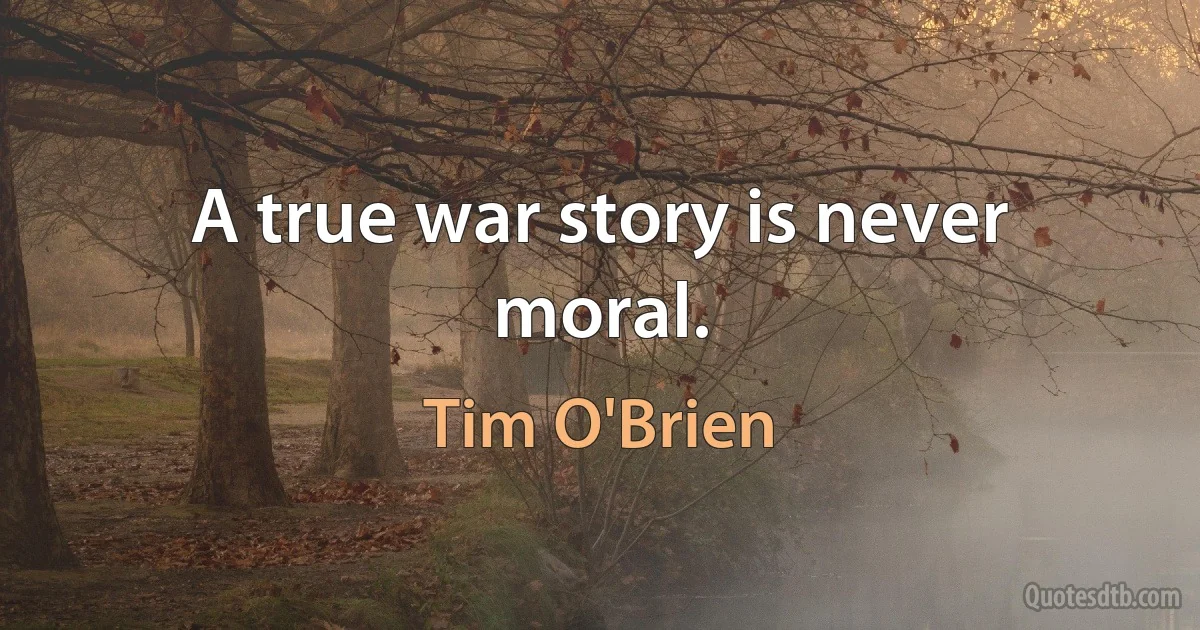 A true war story is never moral. (Tim O'Brien)