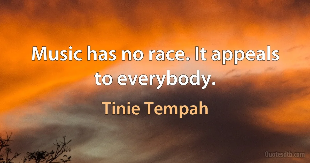 Music has no race. It appeals to everybody. (Tinie Tempah)