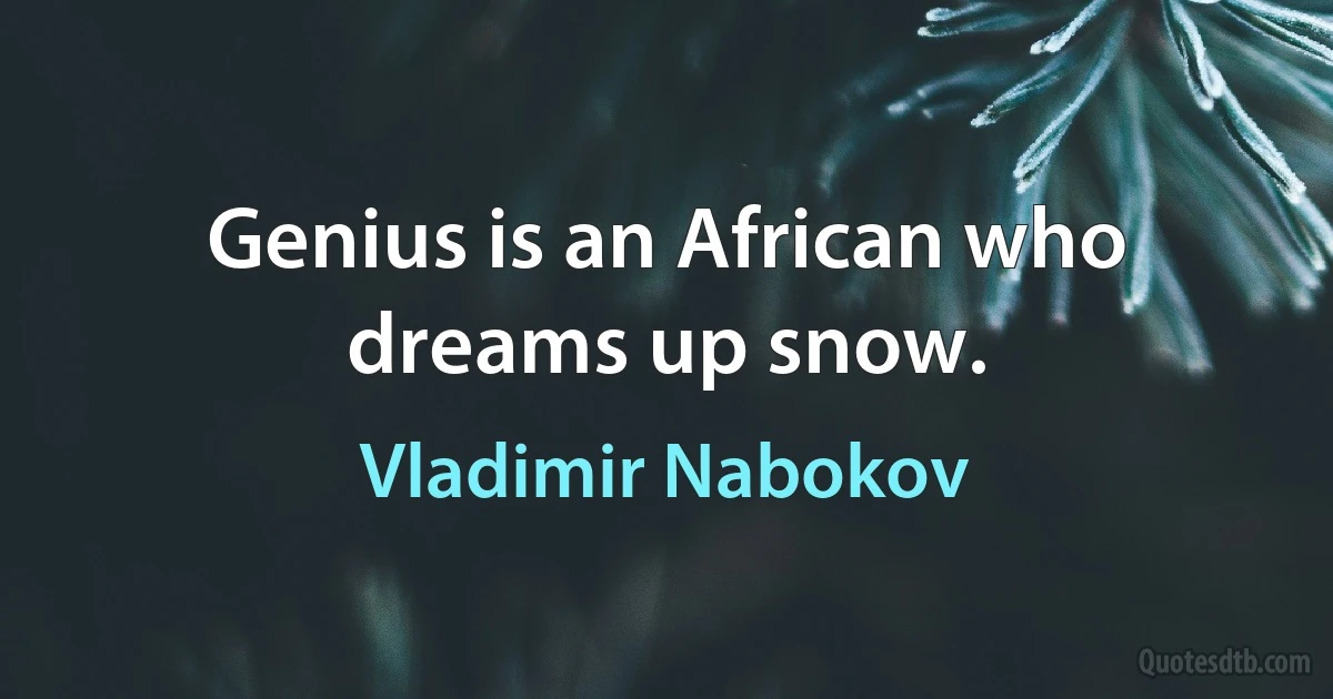 Genius is an African who dreams up snow. (Vladimir Nabokov)