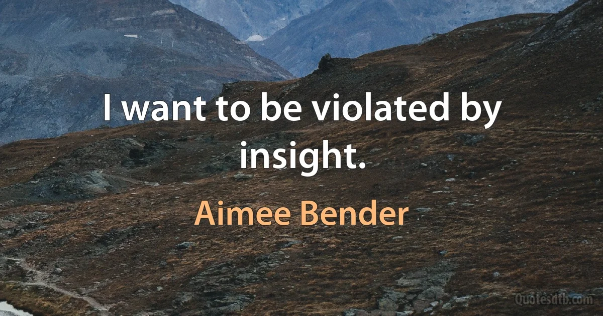 I want to be violated by insight. (Aimee Bender)