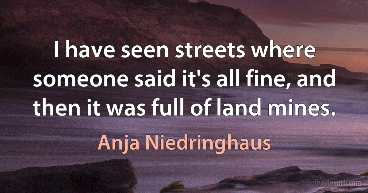 I have seen streets where someone said it's all fine, and then it was full of land mines. (Anja Niedringhaus)