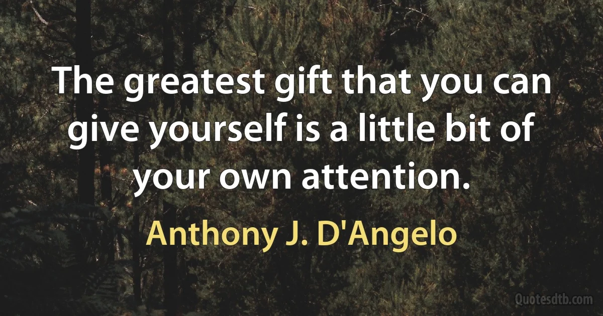 The greatest gift that you can give yourself is a little bit of your own attention. (Anthony J. D'Angelo)