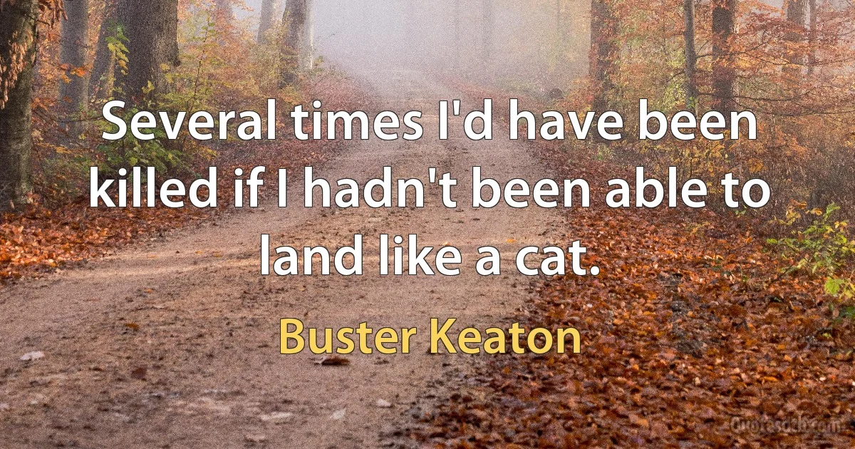 Several times I'd have been killed if I hadn't been able to land like a cat. (Buster Keaton)