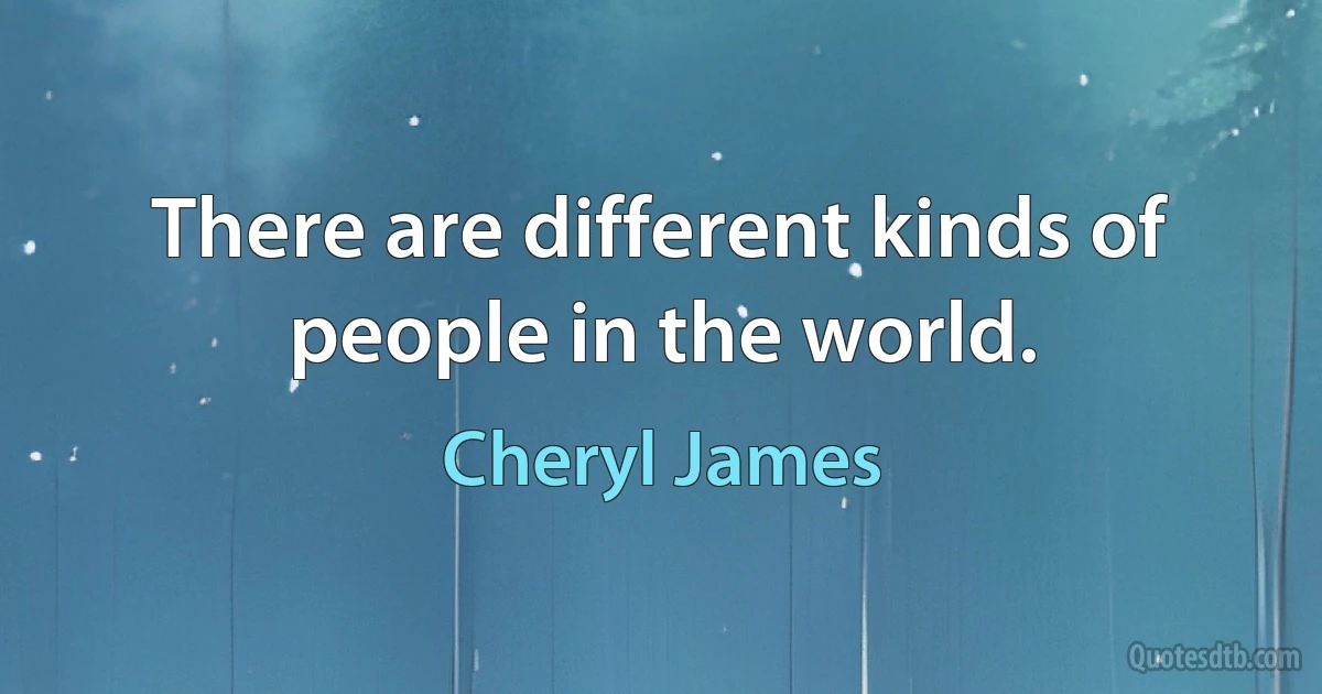 There are different kinds of people in the world. (Cheryl James)