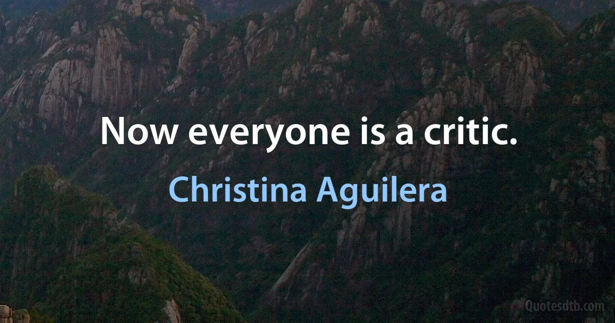 Now everyone is a critic. (Christina Aguilera)