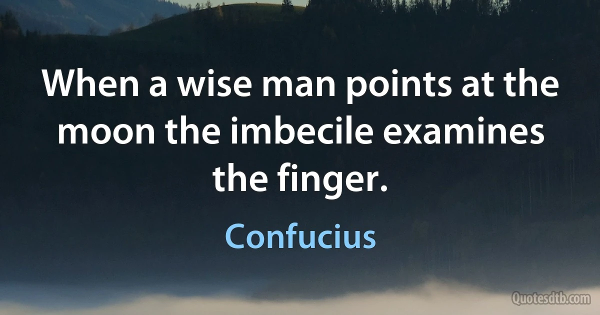 When a wise man points at the moon the imbecile examines the finger. (Confucius)