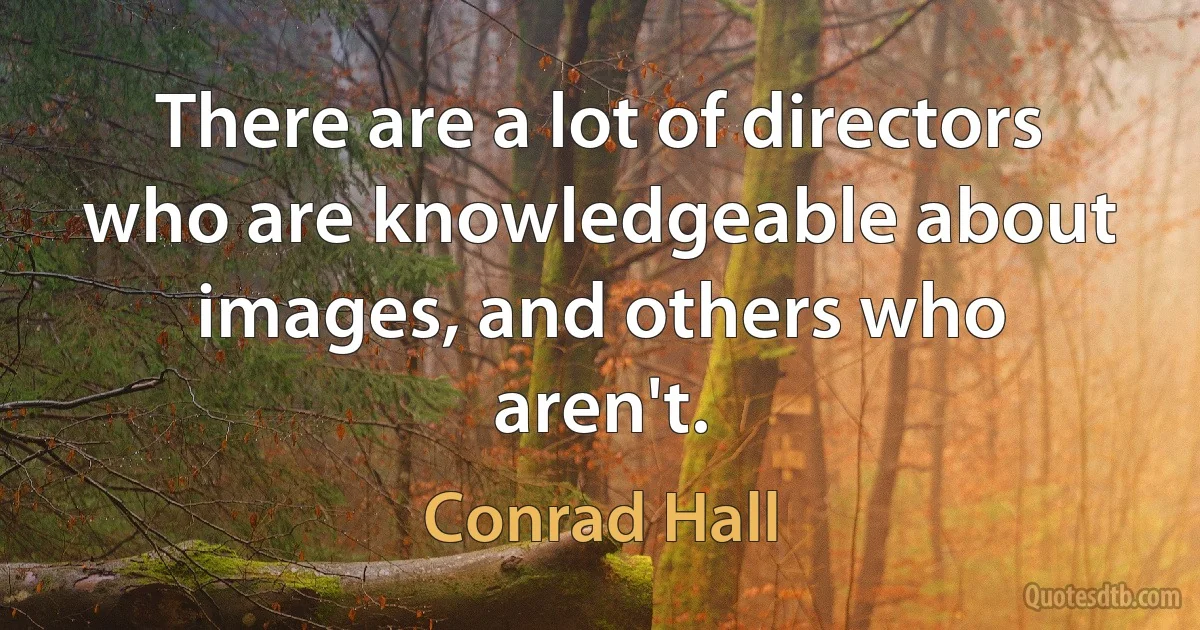 There are a lot of directors who are knowledgeable about images, and others who aren't. (Conrad Hall)