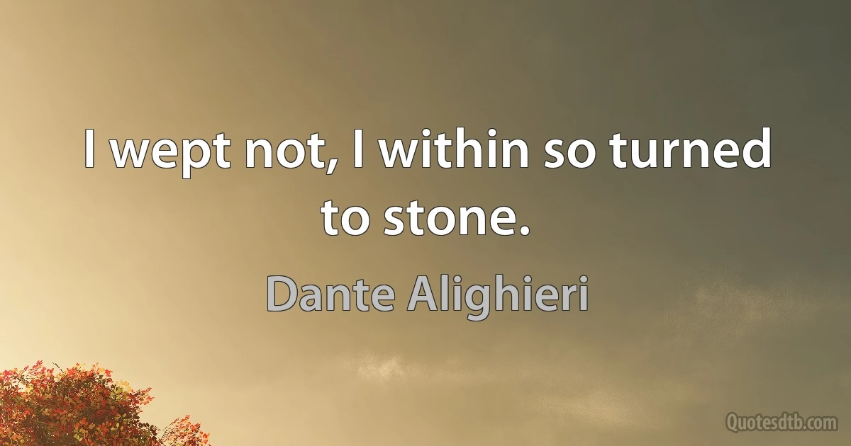 I wept not, I within so turned to stone. (Dante Alighieri)