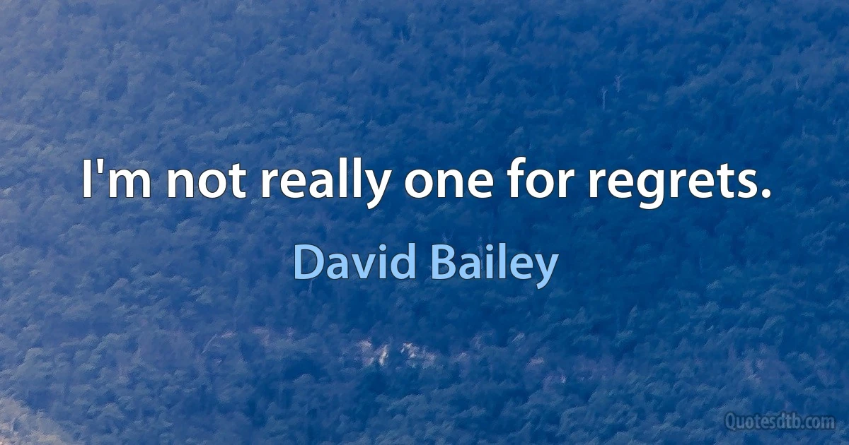 I'm not really one for regrets. (David Bailey)