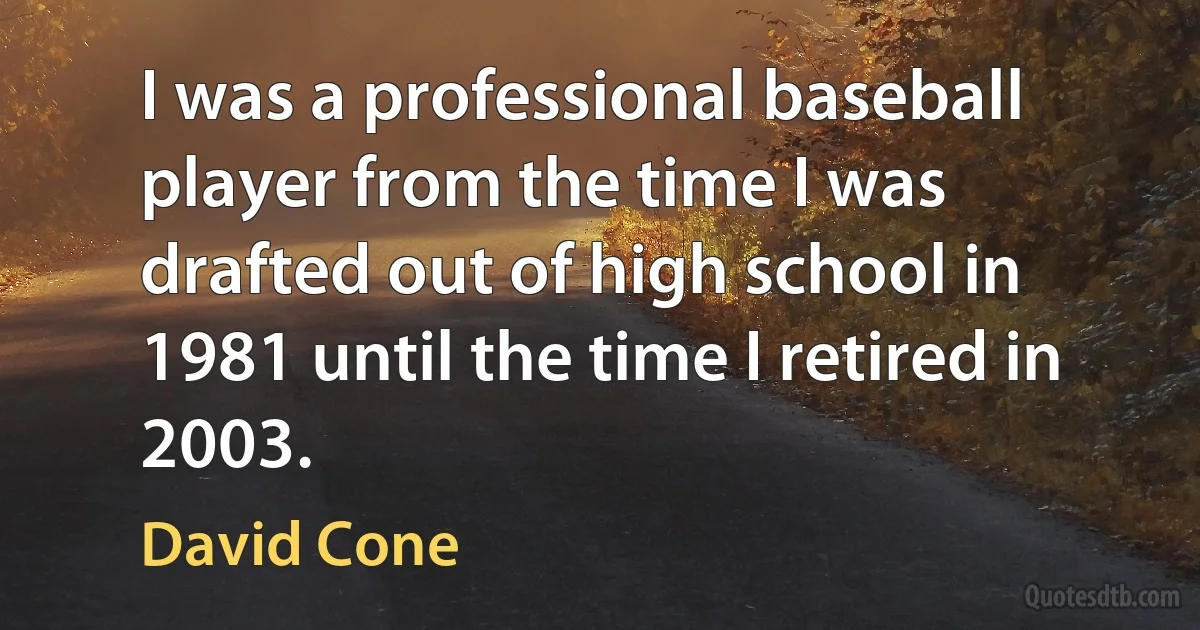 I was a professional baseball player from the time I was drafted out of high school in 1981 until the time I retired in 2003. (David Cone)