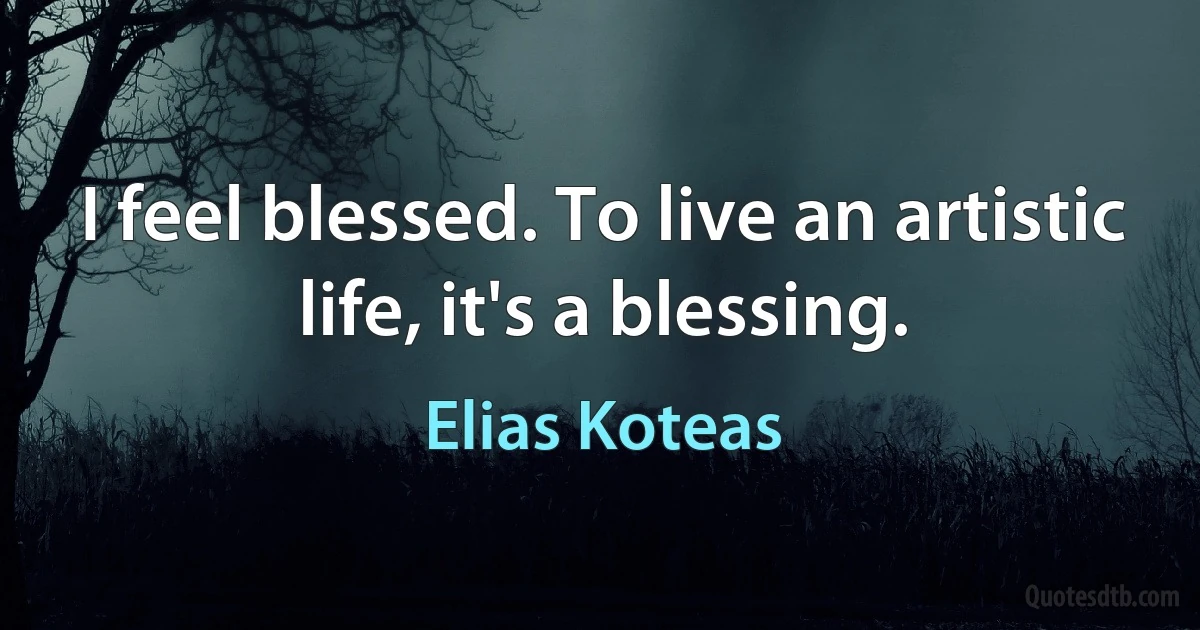 I feel blessed. To live an artistic life, it's a blessing. (Elias Koteas)