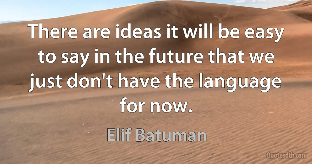 There are ideas it will be easy to say in the future that we just don't have the language for now. (Elif Batuman)