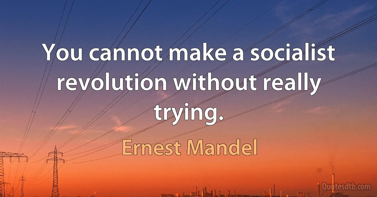 You cannot make a socialist revolution without really trying. (Ernest Mandel)