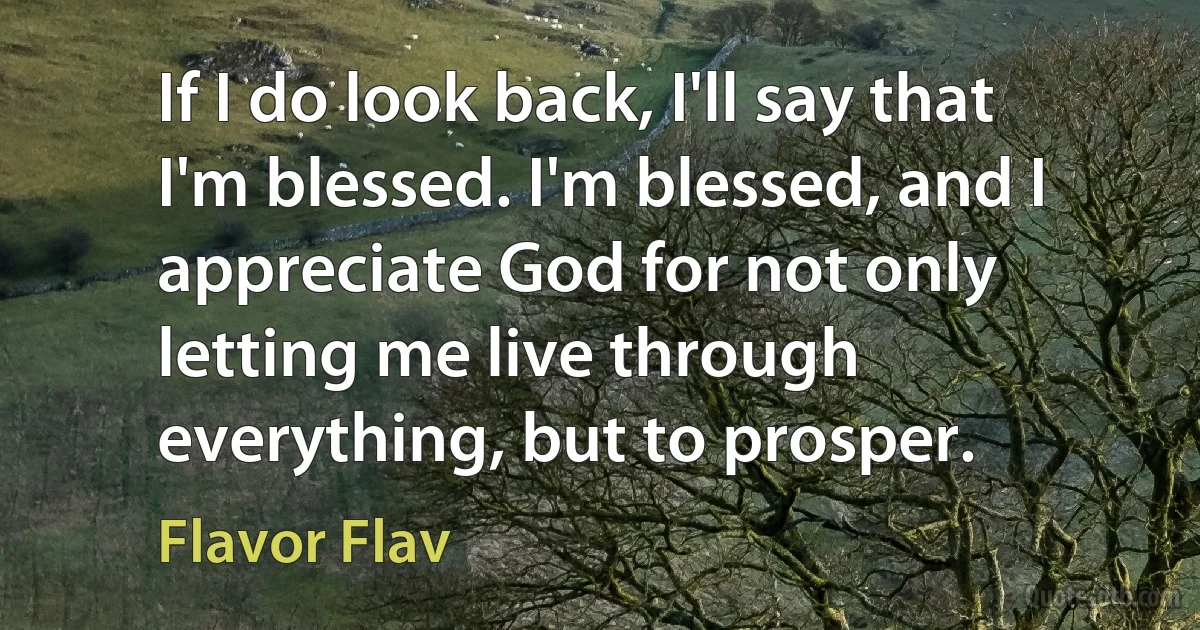 If I do look back, I'll say that I'm blessed. I'm blessed, and I appreciate God for not only letting me live through everything, but to prosper. (Flavor Flav)