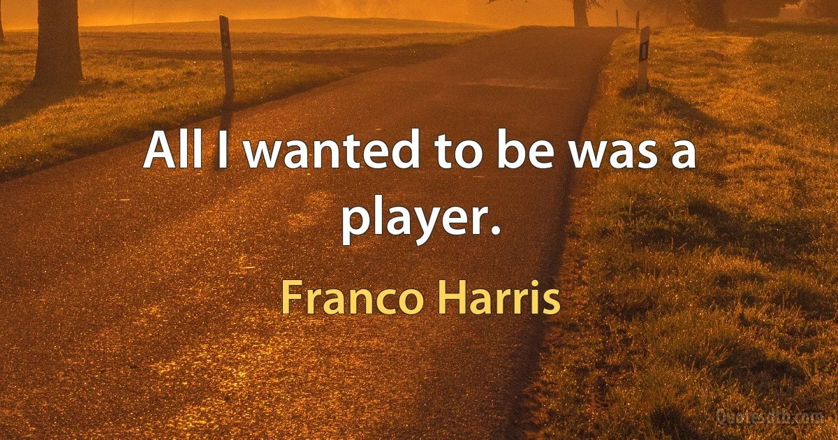 All I wanted to be was a player. (Franco Harris)