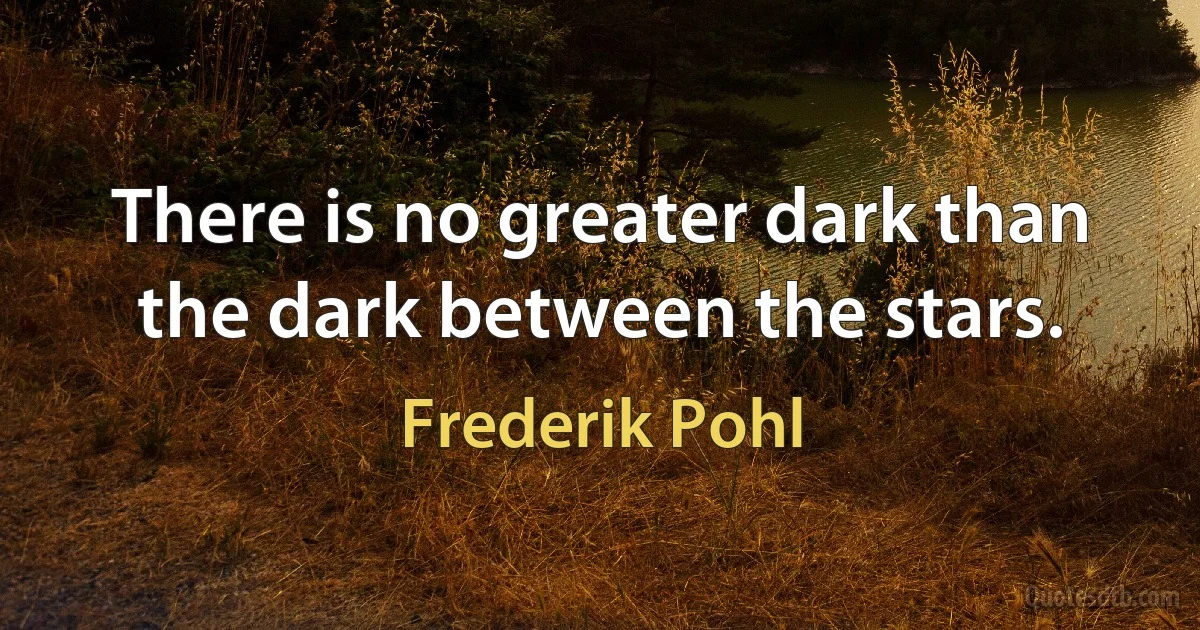 There is no greater dark than the dark between the stars. (Frederik Pohl)