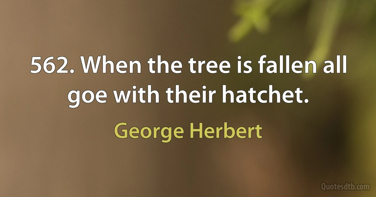 562. When the tree is fallen all goe with their hatchet. (George Herbert)