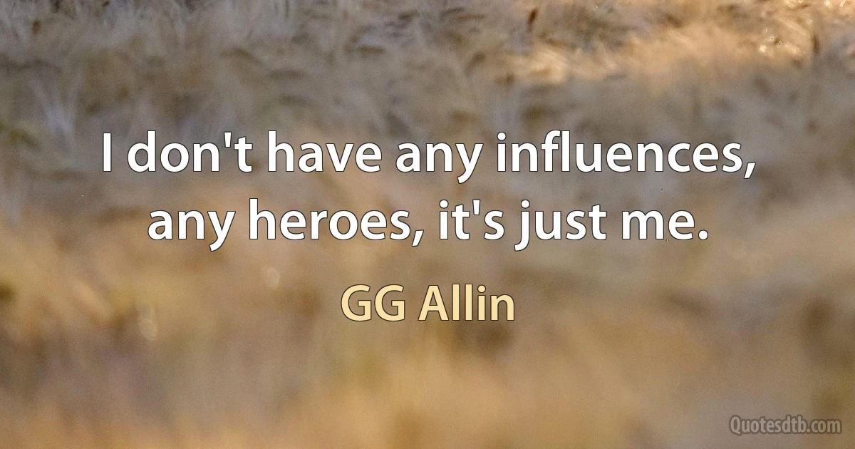 I don't have any influences, any heroes, it's just me. (GG Allin)