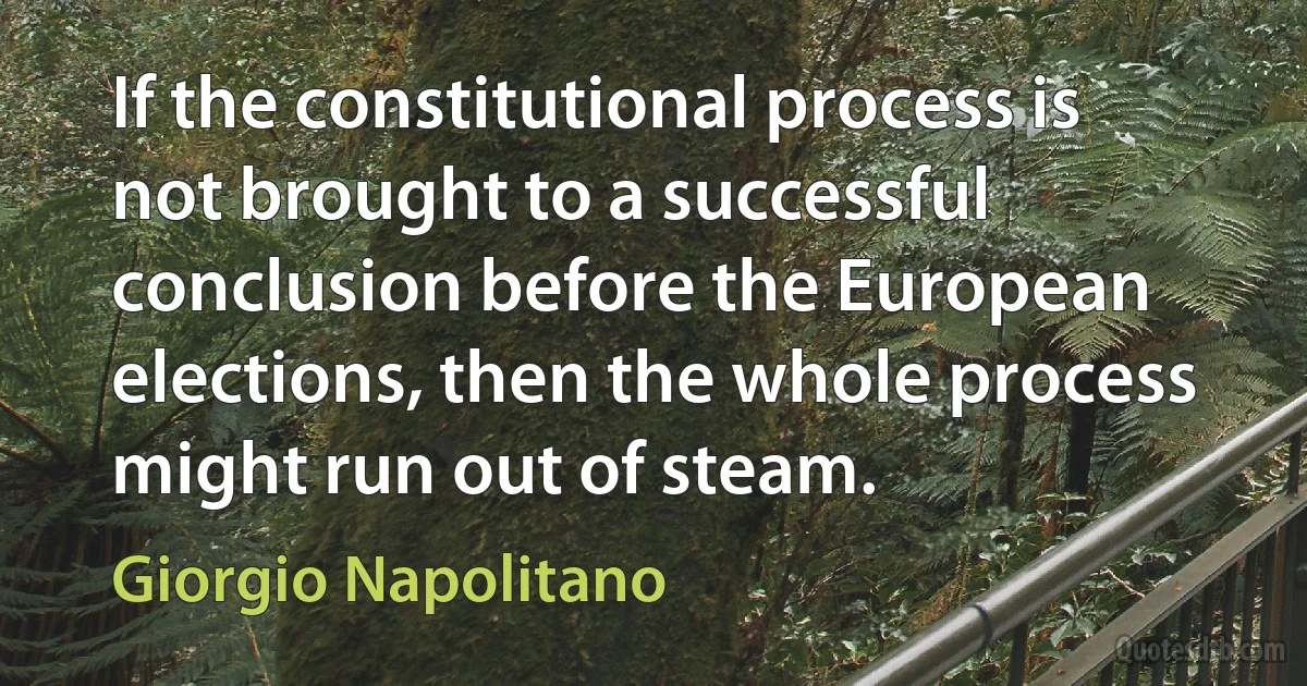 If the constitutional process is not brought to a successful conclusion before the European elections, then the whole process might run out of steam. (Giorgio Napolitano)