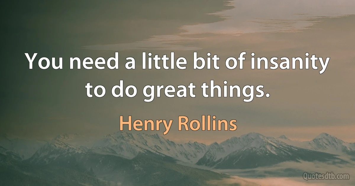 You need a little bit of insanity to do great things. (Henry Rollins)