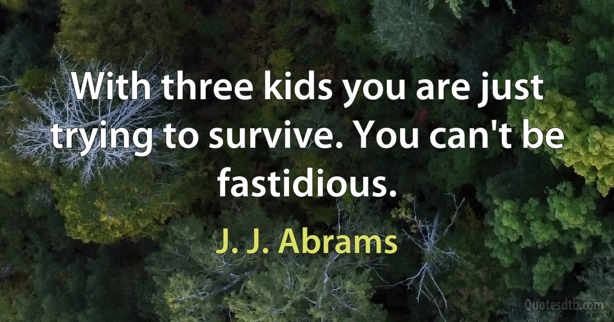 With three kids you are just trying to survive. You can't be fastidious. (J. J. Abrams)