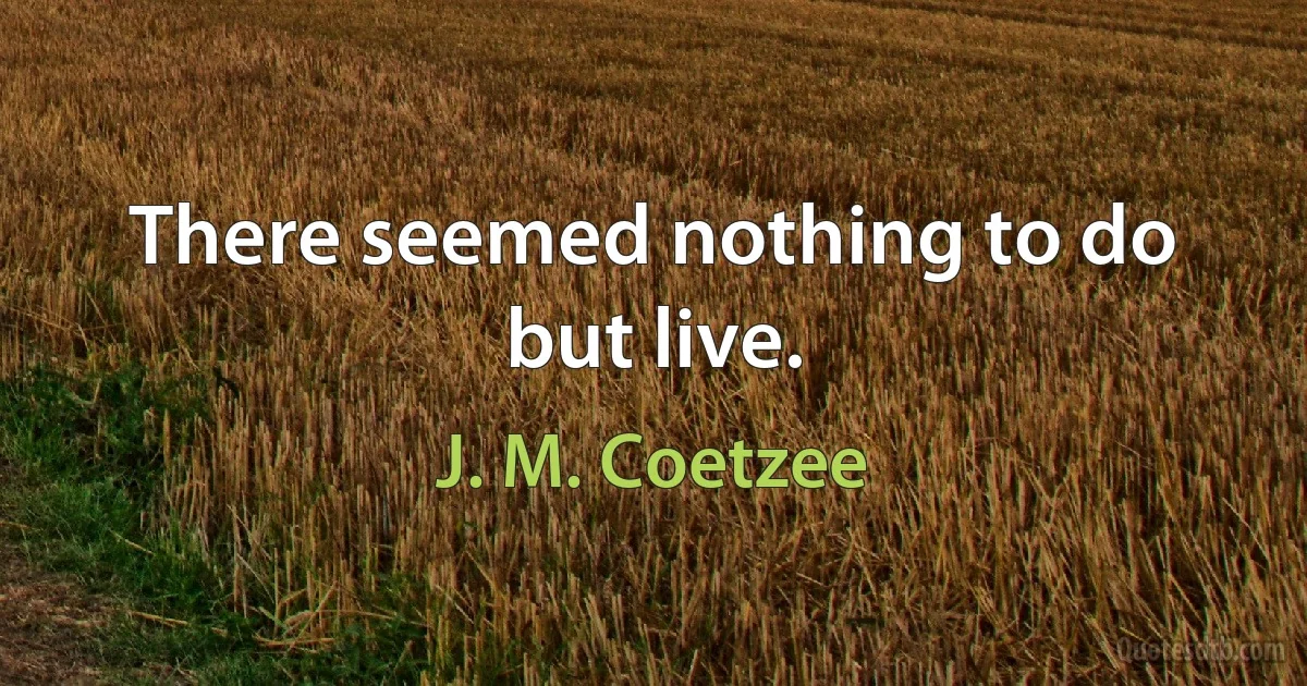 There seemed nothing to do but live. (J. M. Coetzee)