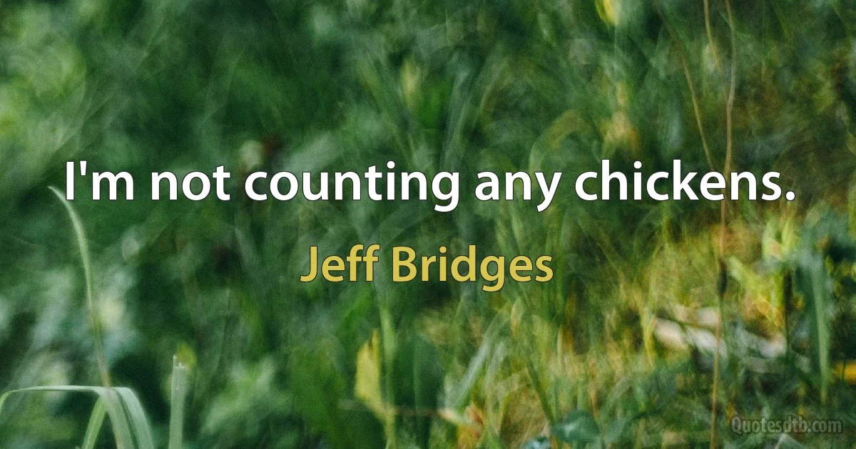 I'm not counting any chickens. (Jeff Bridges)