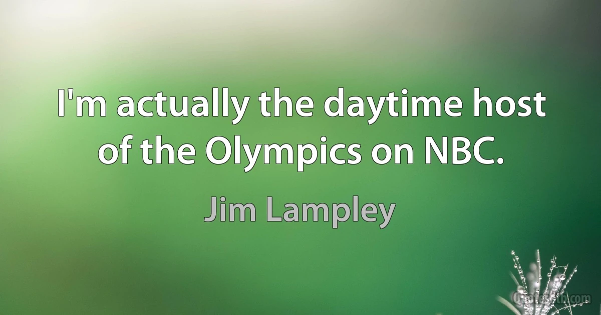 I'm actually the daytime host of the Olympics on NBC. (Jim Lampley)