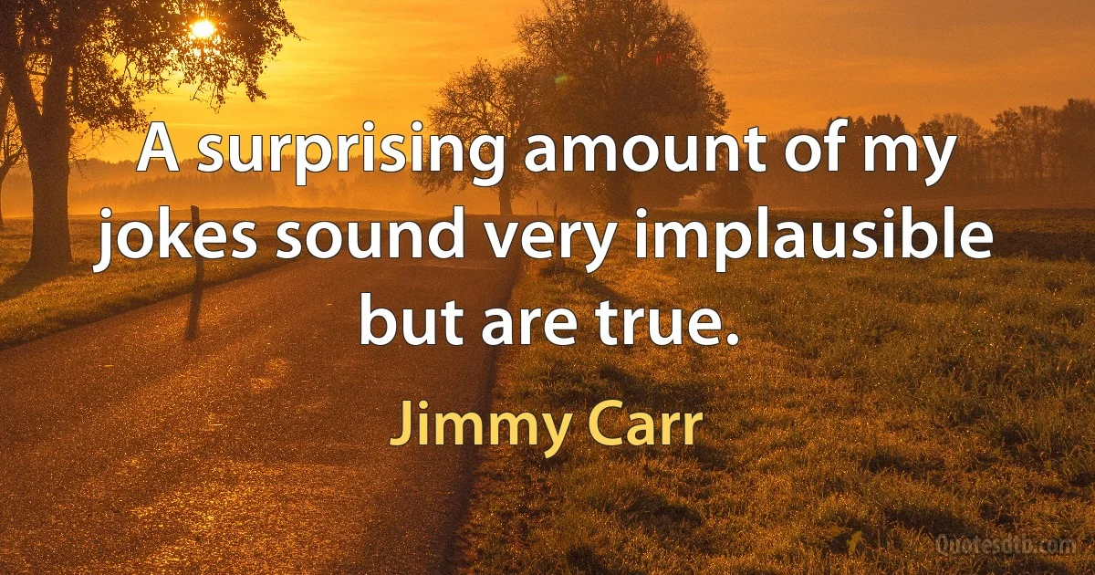 A surprising amount of my jokes sound very implausible but are true. (Jimmy Carr)