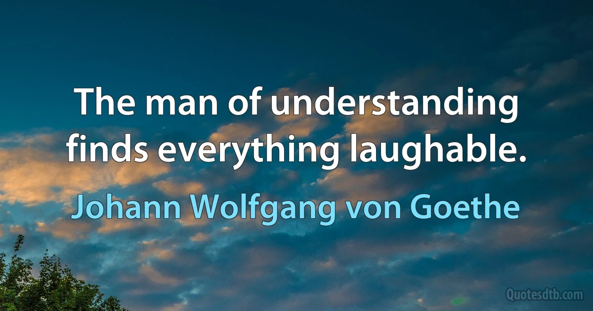 The man of understanding finds everything laughable. (Johann Wolfgang von Goethe)