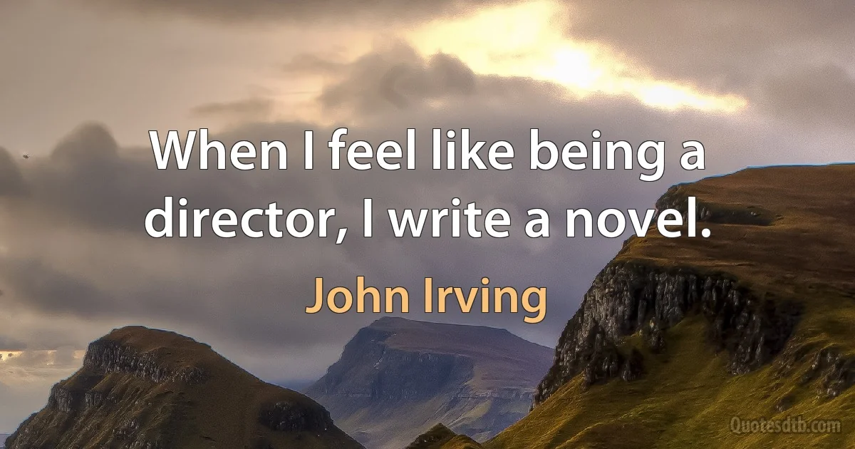 When I feel like being a director, I write a novel. (John Irving)