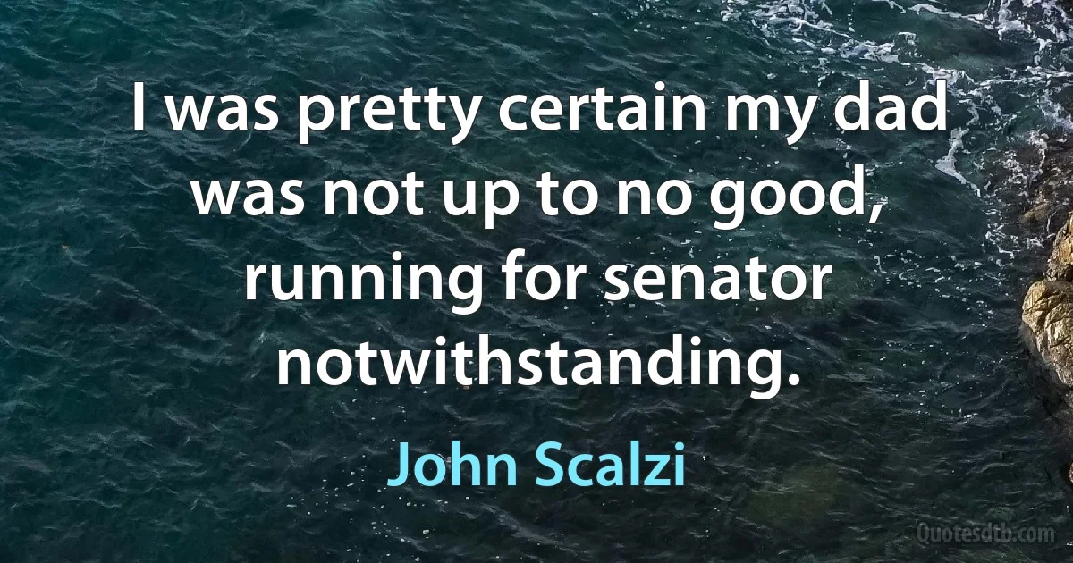 I was pretty certain my dad was not up to no good, running for senator notwithstanding. (John Scalzi)