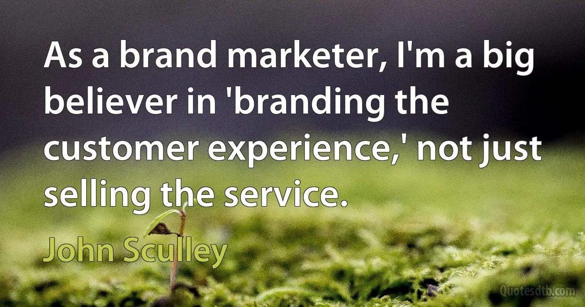 As a brand marketer, I'm a big believer in 'branding the customer experience,' not just selling the service. (John Sculley)