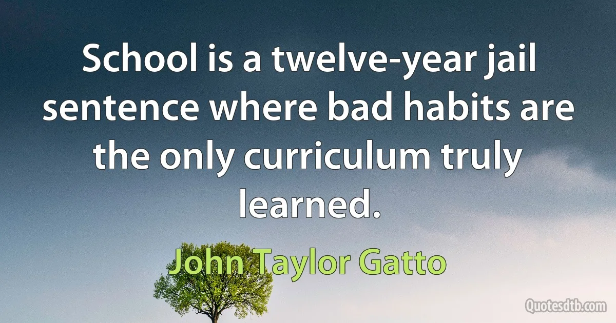 School is a twelve-year jail sentence where bad habits are the only curriculum truly learned. (John Taylor Gatto)