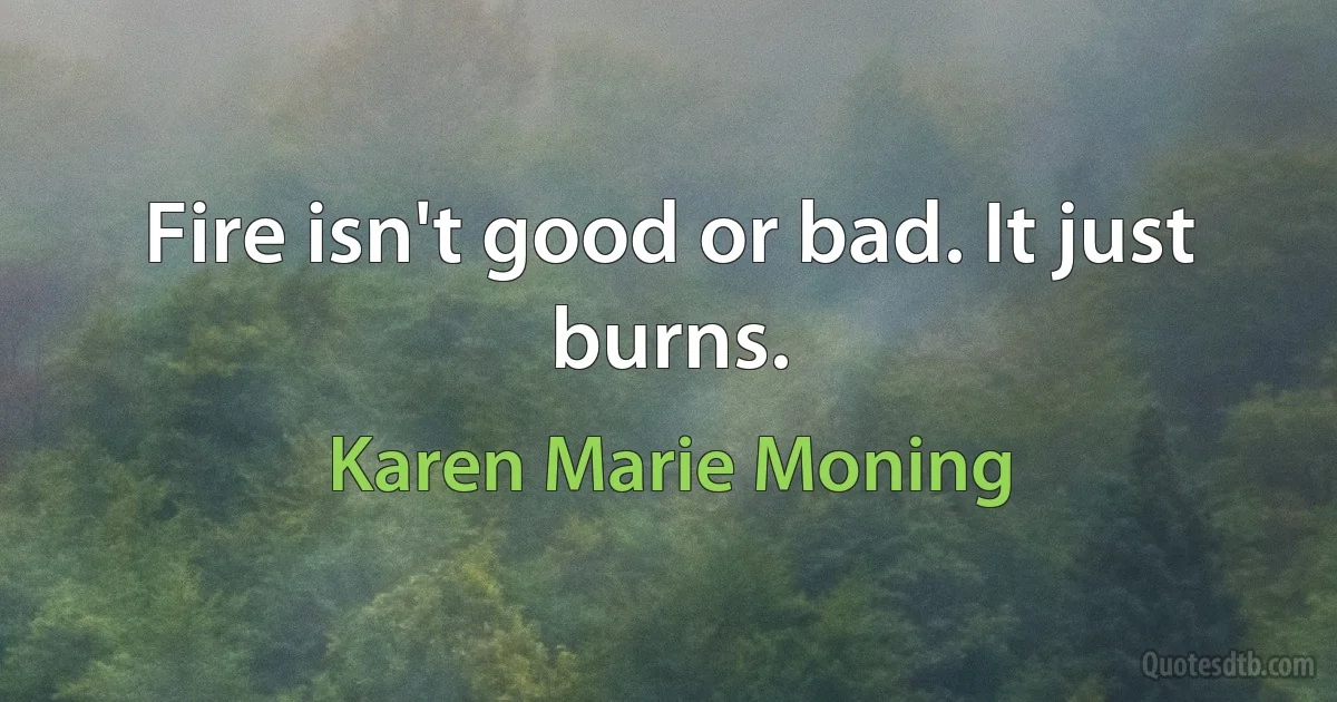 Fire isn't good or bad. It just burns. (Karen Marie Moning)