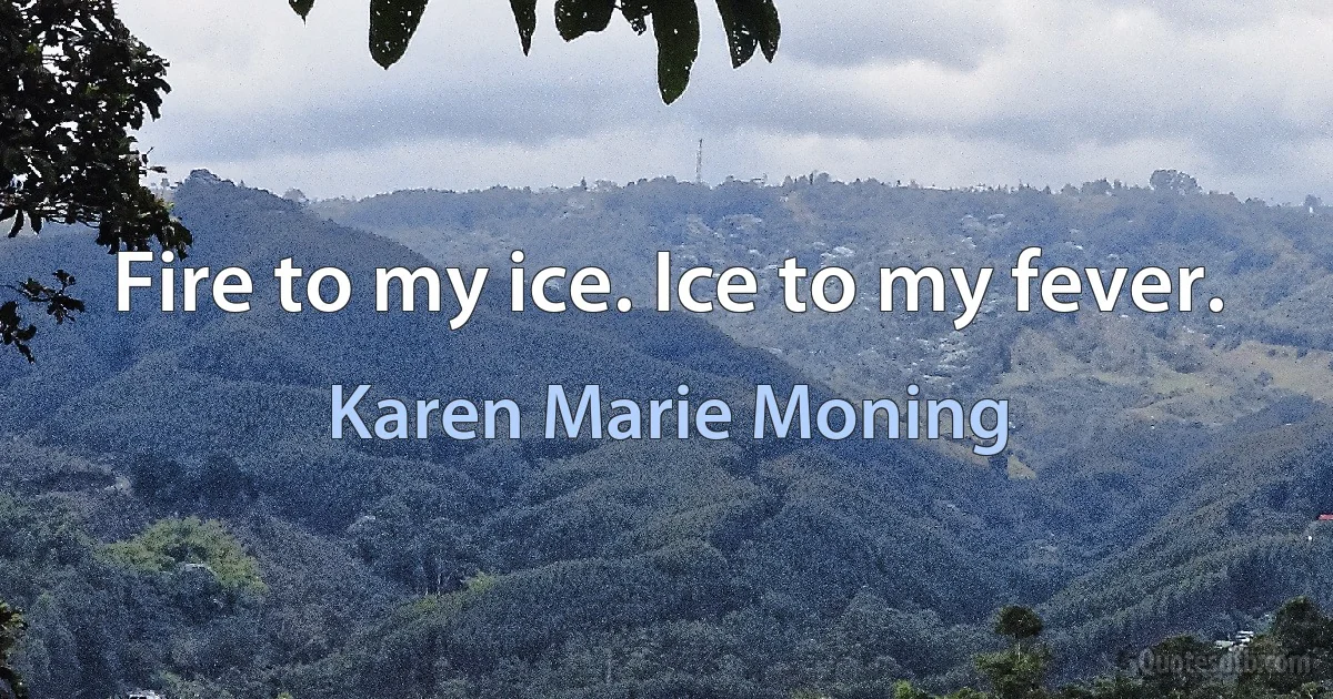 Fire to my ice. Ice to my fever. (Karen Marie Moning)