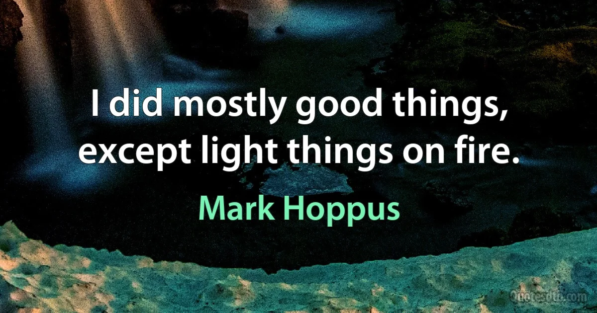 I did mostly good things, except light things on fire. (Mark Hoppus)