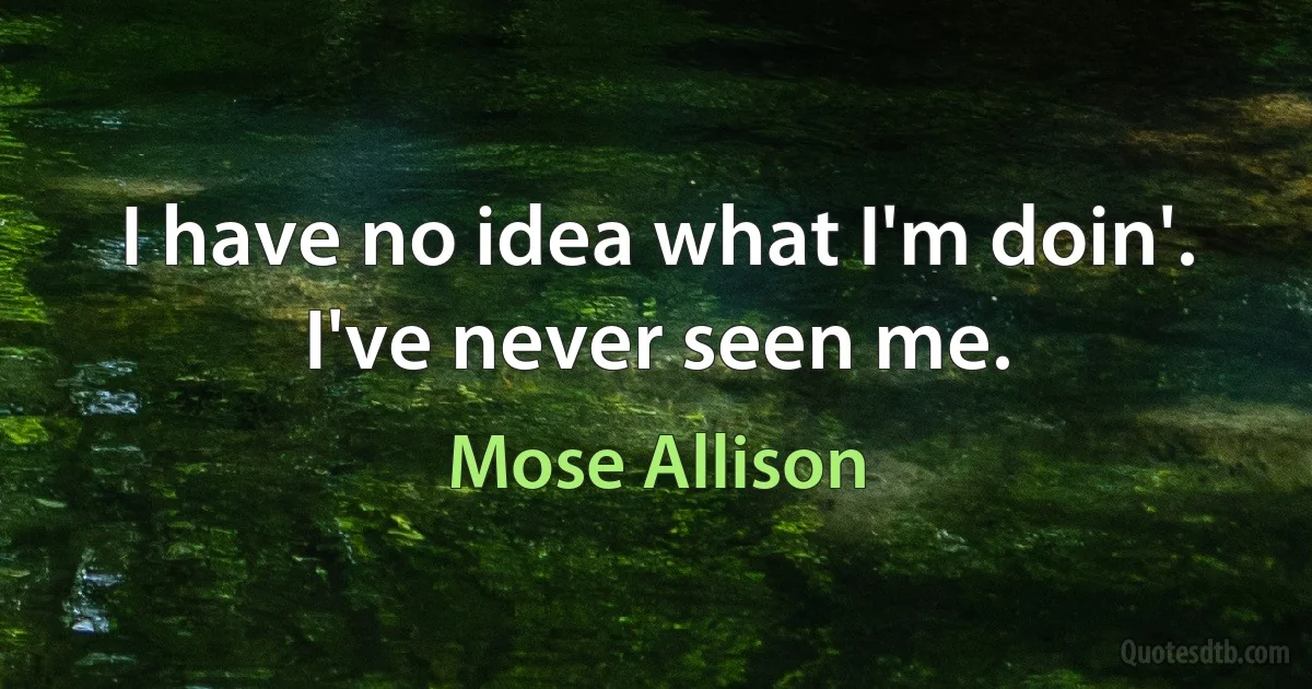 I have no idea what I'm doin'. I've never seen me. (Mose Allison)