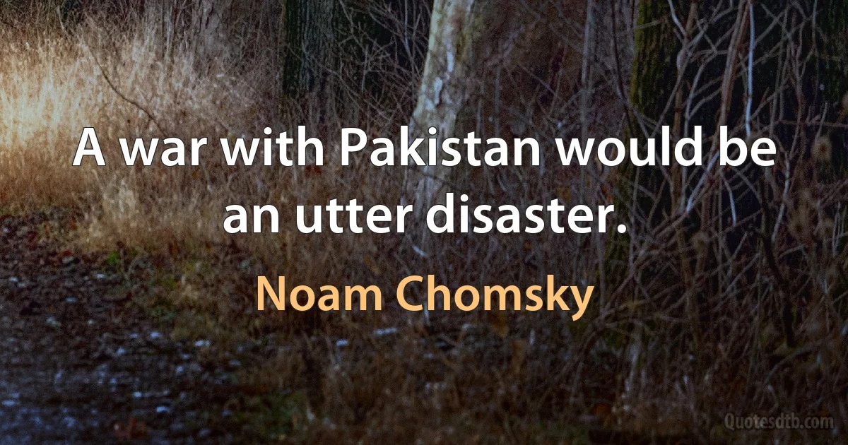 A war with Pakistan would be an utter disaster. (Noam Chomsky)