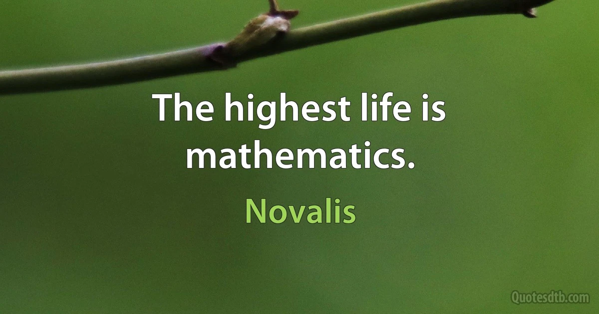 The highest life is mathematics. (Novalis)