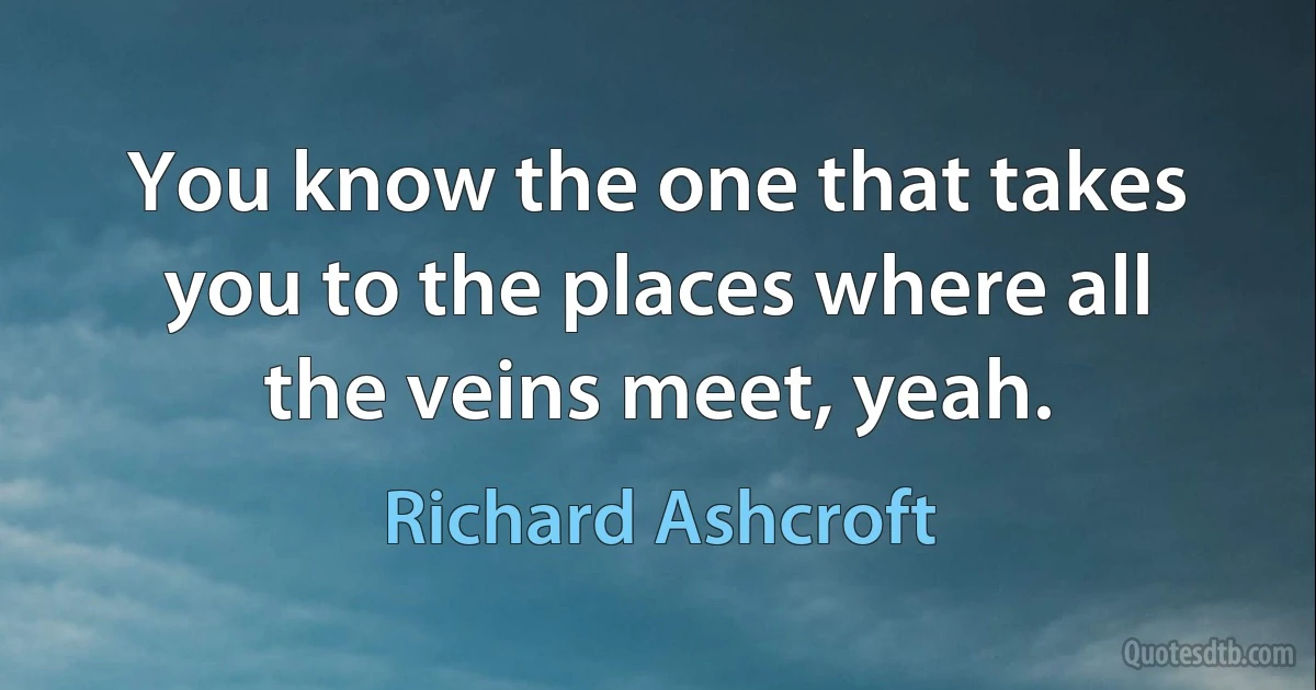 You know the one that takes you to the places where all the veins meet, yeah. (Richard Ashcroft)