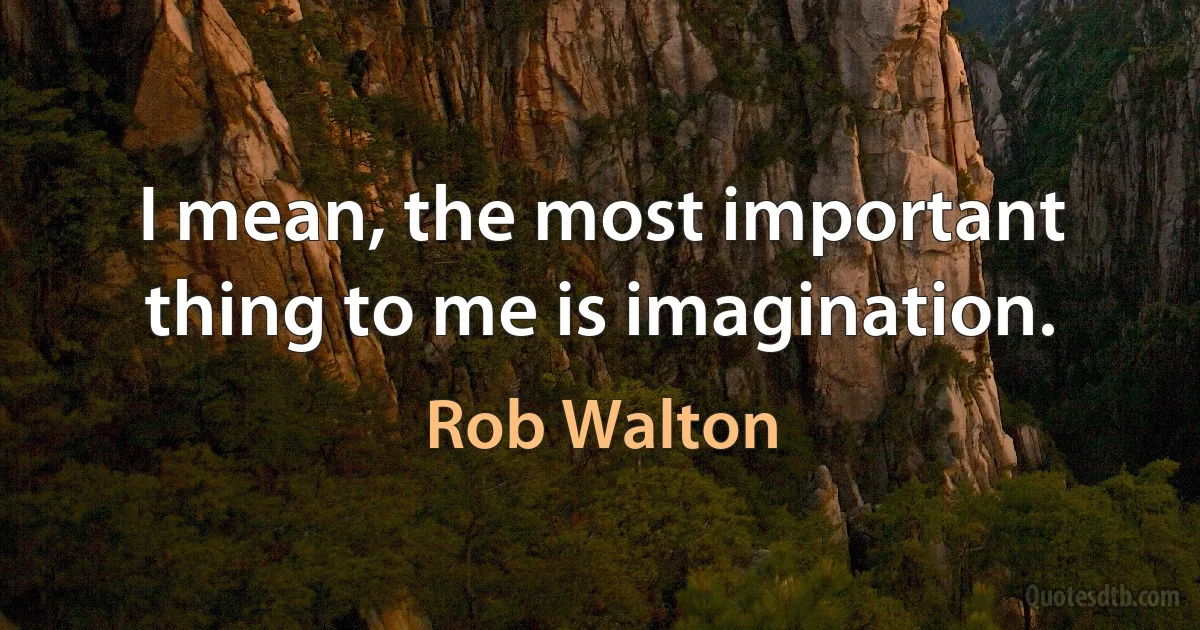 I mean, the most important thing to me is imagination. (Rob Walton)