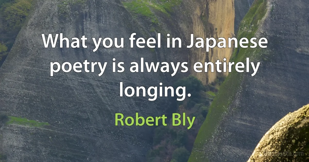 What you feel in Japanese poetry is always entirely longing. (Robert Bly)