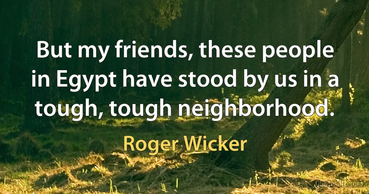 But my friends, these people in Egypt have stood by us in a tough, tough neighborhood. (Roger Wicker)