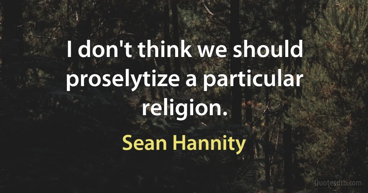 I don't think we should proselytize a particular religion. (Sean Hannity)