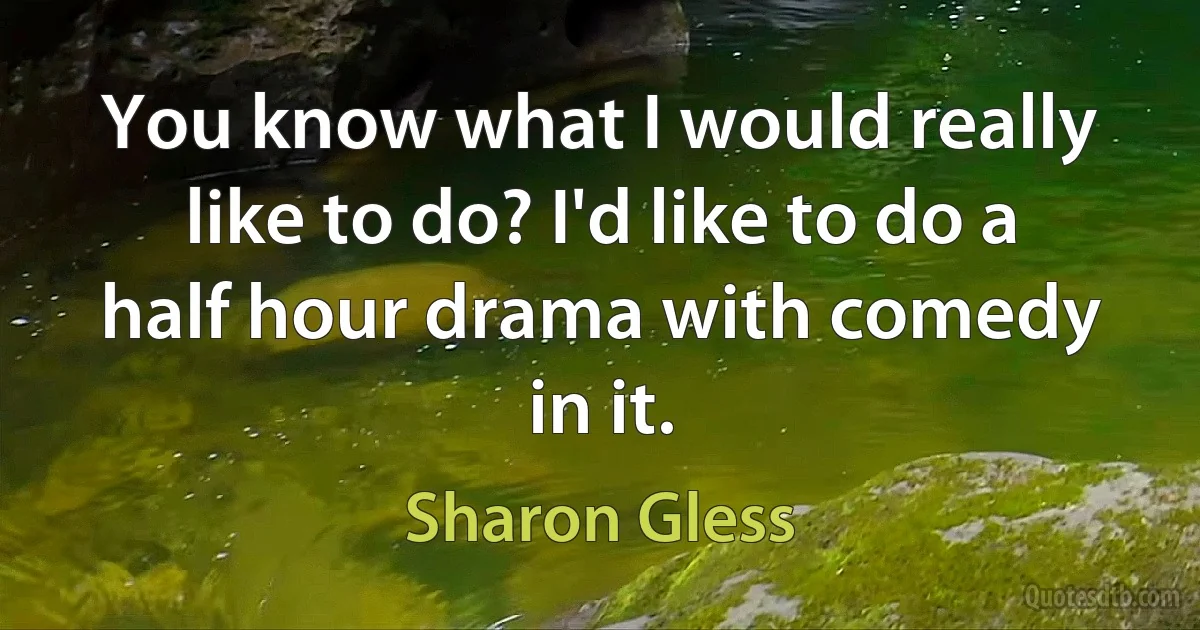 You know what I would really like to do? I'd like to do a half hour drama with comedy in it. (Sharon Gless)